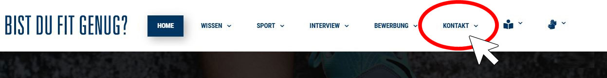 Screenshot Menü Kontakt