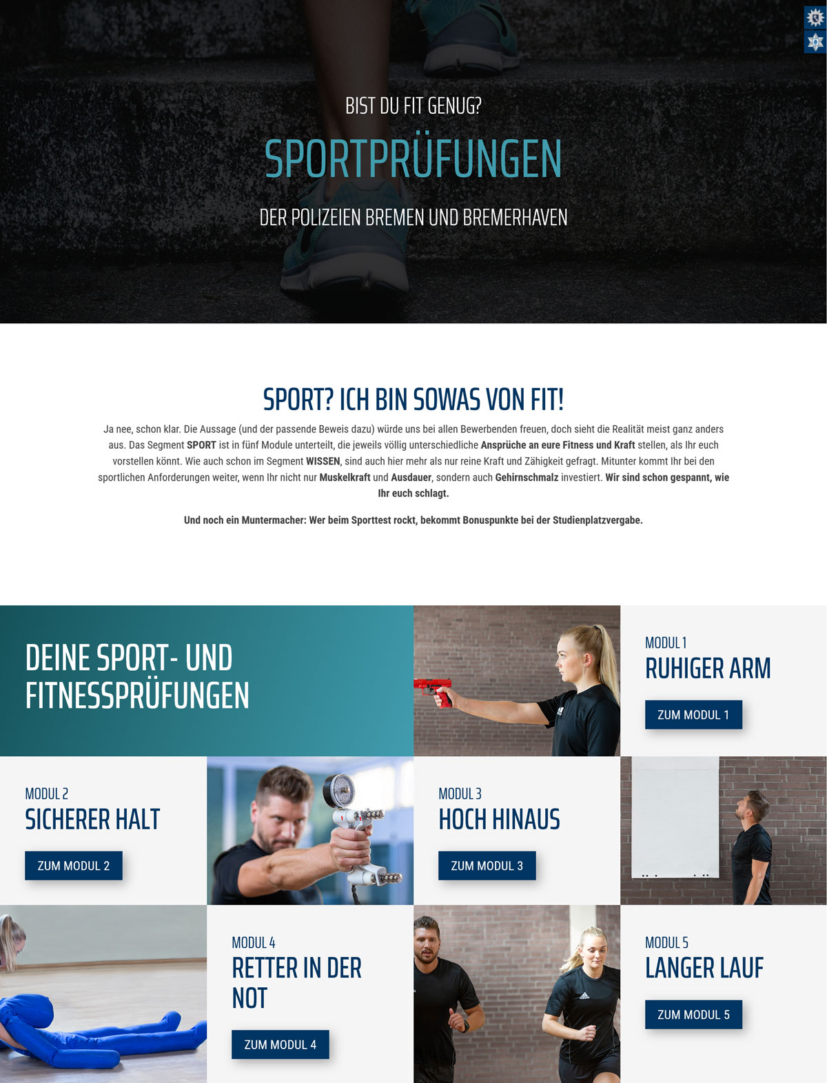 Screenshot Seite Sportprüfungen