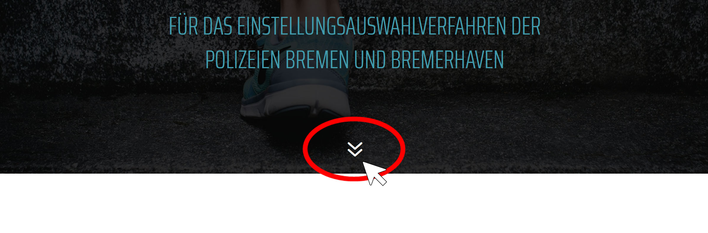 Screenshot Startseite Pfeile